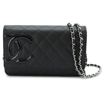 CHANEL シャネル カンボンライン コピー チェーンウォレット  キルティング レザー ブラック A46646 Y03880 C2054